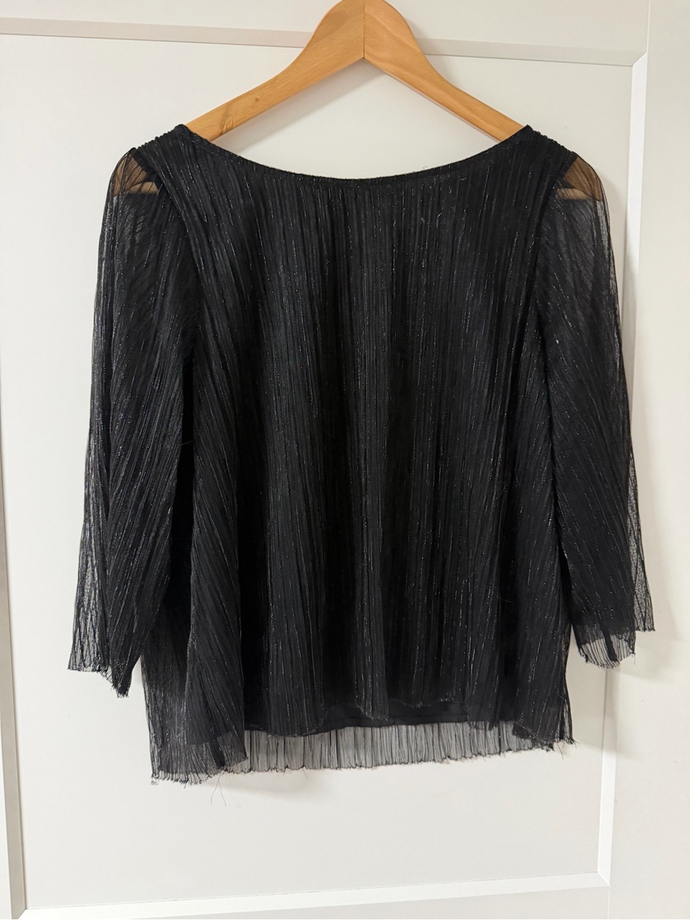 OAK + FORT Black Sheer Metallic-Thread Blouse